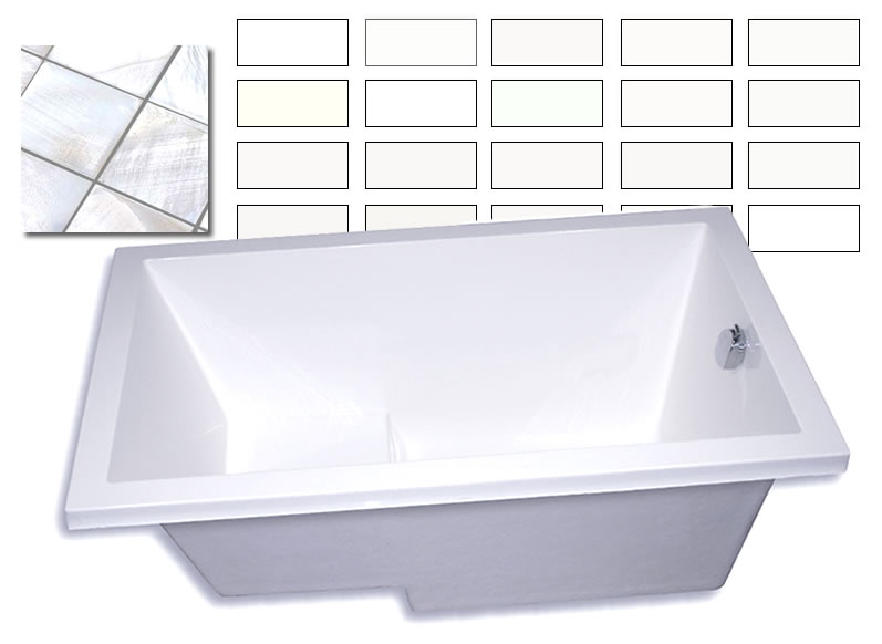 The Calyx deep soaking tub and some of the 85 different whites we can produce.